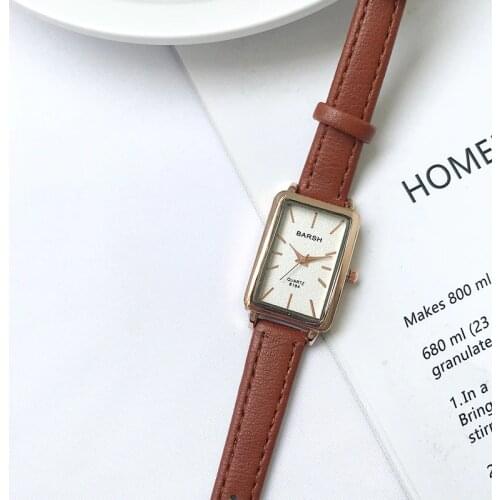 Elegant Simple Rectangle Ladies Watch Brown Quartz Clock 2019 Womens Fashion Casual Retro Leather Watches Female Wristwatches