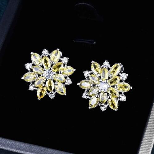 Fashion Yellow Zircon Small Flowers Stud Earring For Women Korean Daisies Sunflower Female Personality Earrings Gifts Jewelry
