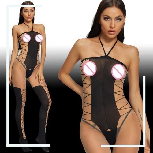 Halter Sexy Lingerie for Women Erotic Criss Corset crotchless Bodystocking Bodysuit Teddy Catsuit Babydoll Sleepwear Plus Size