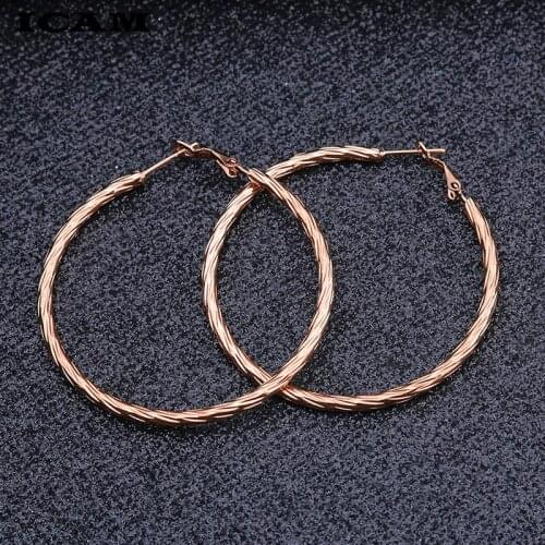 ICAM Golden Silver Color Hoop Earrings For Women Hollow Round Circle Statement Ear Jewelry Gift For Party Wedding Brincos