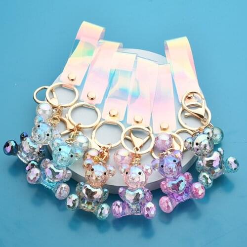 New Acrylic Symphony Heart Bear Keychain Cute Animal Bear Doll Key Chains Cartoon Keyring Gift for Women Girlfriends