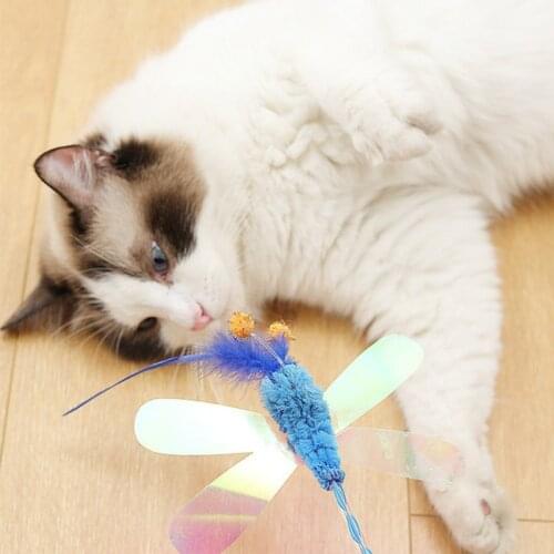 Cat Interactive Toys Funny Cat Stick Feather Toys Plush Cat Sequin Fairy Butterfly Feather Tease Toy Puzzle Cat Gift Pet Supply