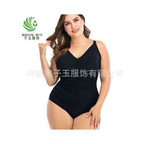 2020 plus sze beachwear sexy bathing suit shoulder strap swimming suit ruched tumy control