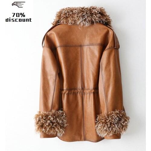 Real Leather Jacket Winter Coat Women Lamb Fur Collar Korean Down Jacket Women Genuine Sheepskin Coat Veste Femme MY4752