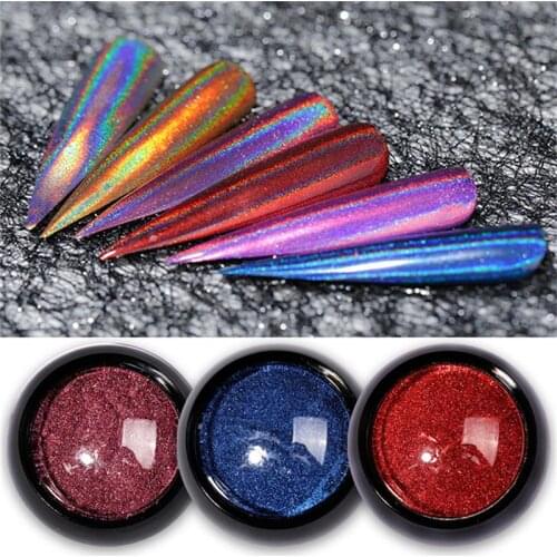 Laser Nail Glitter Chrome Powder Holographics Sequins Gel Polish Flakes for Nails Art Pigment Dust Decorations Accessories
