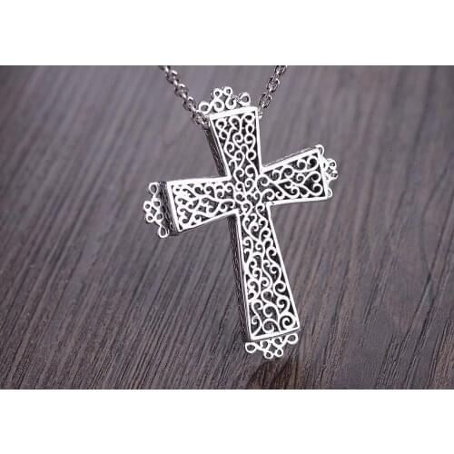 990 Sterling Silver hollow cross mens punk Pendant Charm jewelry A4059