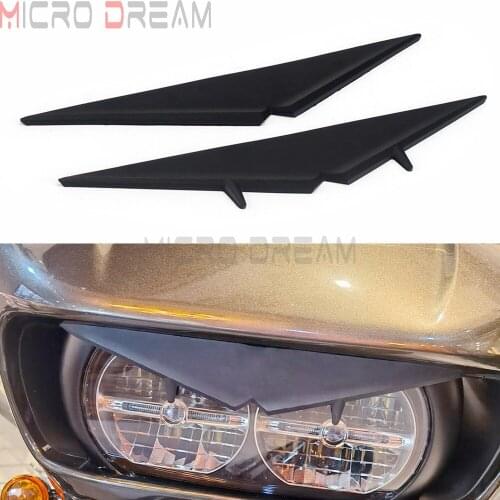 Motorbike Headlamp Headlight Eyebrow Eyelid Sticker Visor Trim For Harley Road Glide Limited Ultra FLTRU FLTRX FLTRXS 2015-later