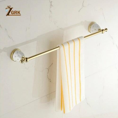 ZGRK Bathroom Fasion Wall Mounted Space Aluminum Towel Rack Wall Bathroom Towel Hanger Storage Hook Rod Holder Hanging