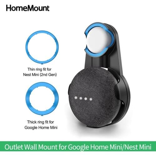 HomeMount Outlet Wall Mount Holder For Google Home Nest Mini Bracket Stand Built-in Cable Management Smart Voice Assistant Shelf