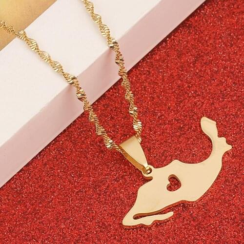 Stainless Steel Trendy Mexico Map Pendant Necklace Gold Color Maps Chain Jewelry
