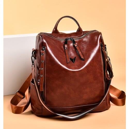 2021 New High Quality Soft Pu Leather Backpacks College Girl Backpacks Large Capacity Travelling Backpacks For Women