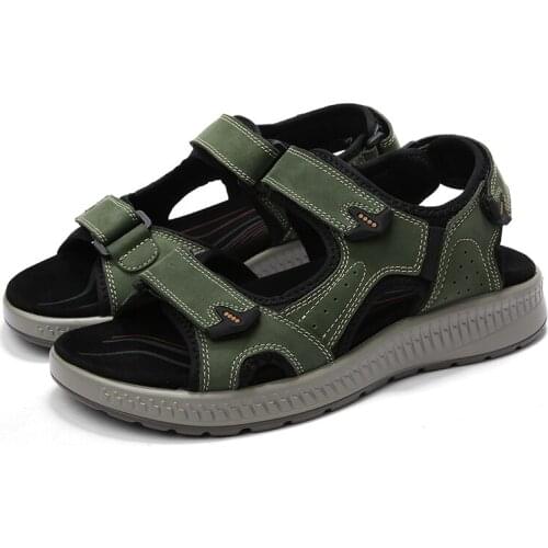 Summer New Beach Aqua Shoes Handmade Sandals Genuine Leather Men Solid Quick-drying Breathable Upstream Water Shoes Plus Size