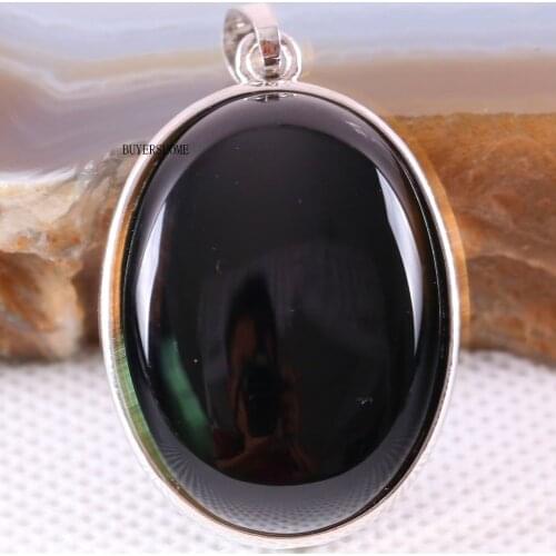 Necklace Pendant Oval CAB Cabochon Natural Stone Bead Black Onyx Women Jewelry Gift 1Pcs K652 Free Shipping