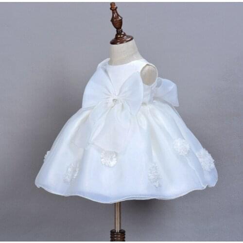 2016 Summer baby girl dress Baptism Dress for Girl Infant 1 Year Birthday Dress for Baby Pink White Red 3 Colors Free Shipping