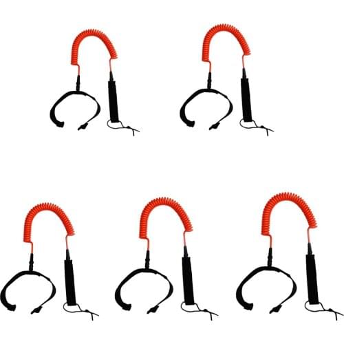 Strong Surfing Coiled Surfboard Leash with Ankle Strap Stand Up Paddle 4/5/6/8/10ft for Bodyboards TPU Neoprene Ankle Strap