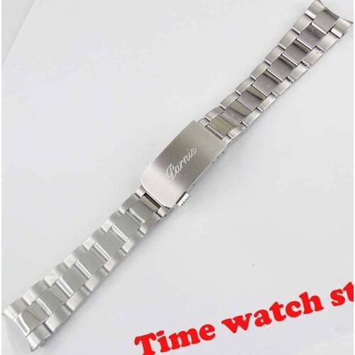 Parnis 20mm watch band bracelet strap center polished bright button deplpyant clasp 316L stainless steel
