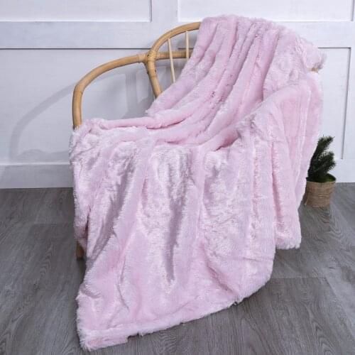 Pink Long Plush Blanket Solid Color Double Thick Sofa Bedroom Throws Office Air Conditioning Soft Blankets 130x160cm