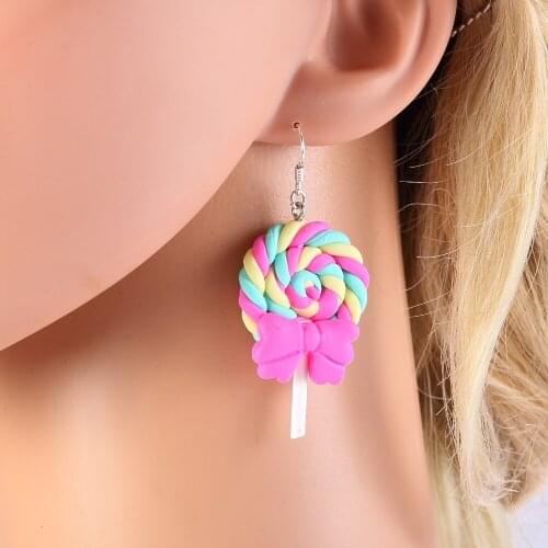 Rainbow swirl lollipop Earrings earring candy costume trendy Style woman girl Jewelry