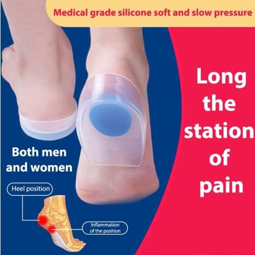 1 Pair Unisex Silicon Gel Heel Cushion Insoles Soles Relieve Foot Pain Inserts Massager Care Half Heel Insole Pad
