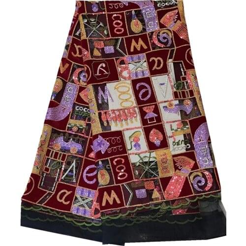 SJ Lace Nigerian Velvet Lace Fabric African Lace Fabric High Quality French Mesh Tulle Lace Fabric Sequins For Sewing wy3-46