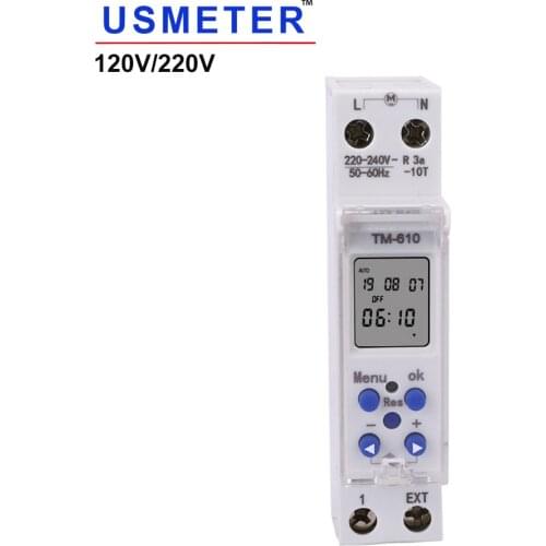 TM610 220V 16A 18mm Single Module Time Timer DIN Rail Programmable Timer Clock Weekly 24hrs Programmable Timer Realy Switch