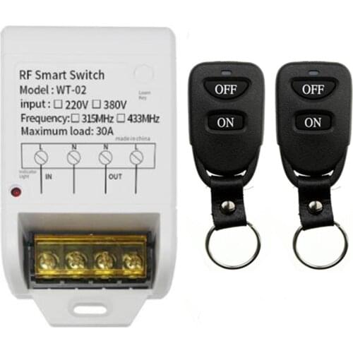Universal Wireless Remote AC 220V 380V 30A rf Relay and Transmitter Remote Control Garage gate/Light/Fan/Water Pump/Motor