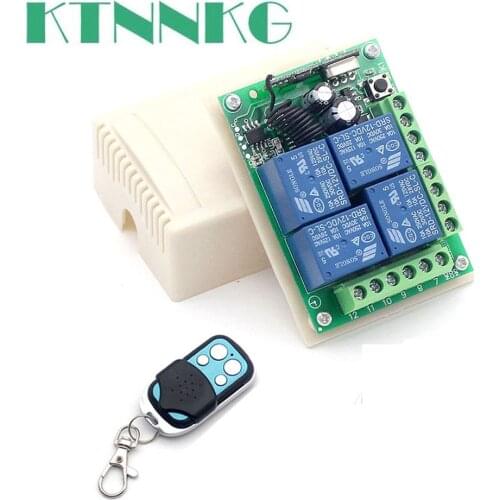 KTNNKG 433MHz universal wireless remote control switch DC12V 4CH relay receiving template 4-channel RF remote DIY