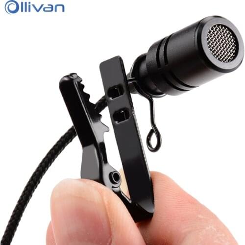 Ollivan Omnidirectional Metal Microphone 3.5mm Jack Lavalier Tie Clip Microphone Mini Audio Mic for Computer Laptop Mobile Phone