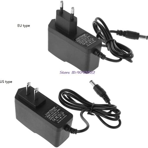 EU/US Plug 12.6V 1A Lithium Battery Charger 18650/Polymer Battery Pack 100-240V 5.5MM x 2.1MM Charger With Wire Lead DC