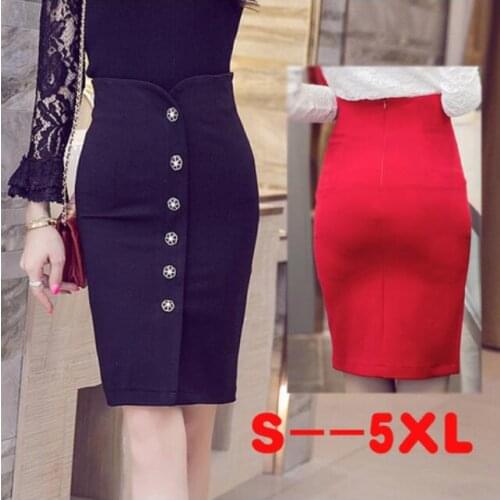 Women Office Skirts Fashion Knee Length High Waist Women Bodycon Pencil Skirt Plus Size Open Slit OL Skirt faldas mujer S-5XL