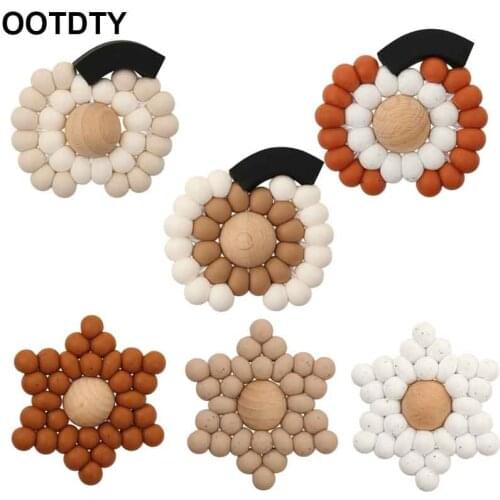 1PC Baby Teether Gym Play Beech Toy Teething Bracelet Pendant Food Grade Silicone Beads Montessori Baby Products Toys Shower Gif