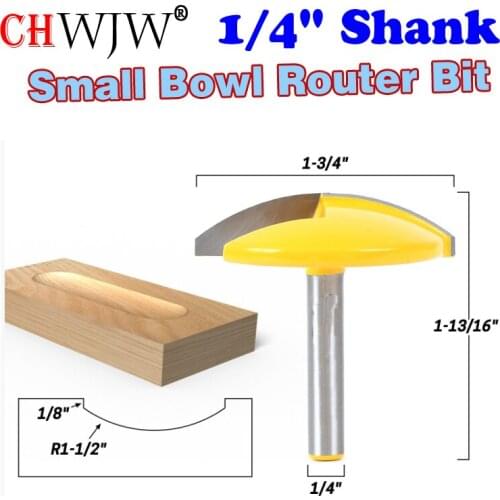 1PC 1/4" Shank Small Bowl Router Bit - 1-1/2" Radius - 1-3/4" Wide door knife Woodworking cutter - ChWJW 16170q
