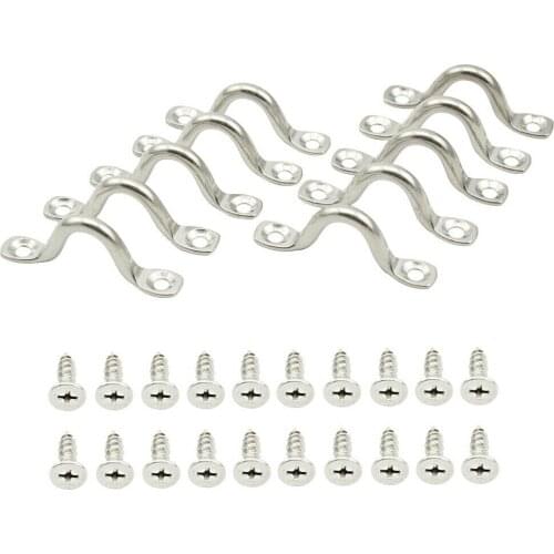 10pcs Kayak Canoe Pull Handle Buckles Stainless Steel Kayak Deck Fixed Handle With 20pcs Screws Kayak Rigging Kit Accessories