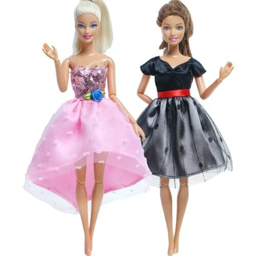 2 Set/Lot Fashion Dress Mix Style Skirt Daily Casual Wear Party Gown Summer Clothes for Barbie Doll Baby Girl Accessories Toy