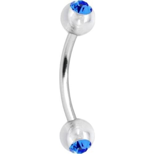 2Piece 16Gx8x3mm Stainless Steel Eyebrow ring Micro Bent Barbell Crystal Ball Eye Nail Rings titanium Body Piercing Jewelry