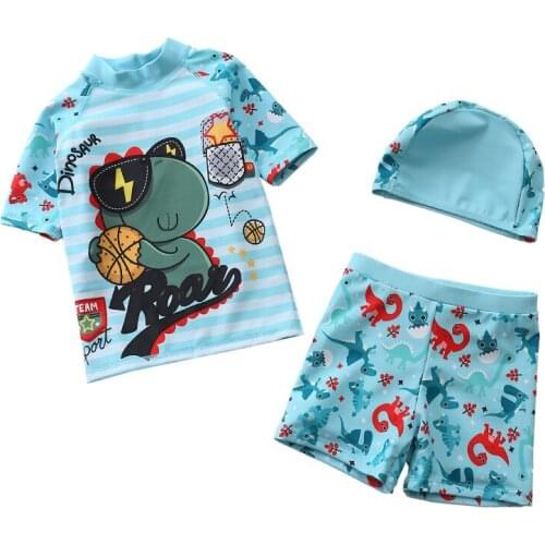 2021 Cartoon Baby Boys Swimwear 3 Pieces Kids Bathing Suit Sport Beach Children Swim Suits Tops Shorts Toddler Swimming Clothes
