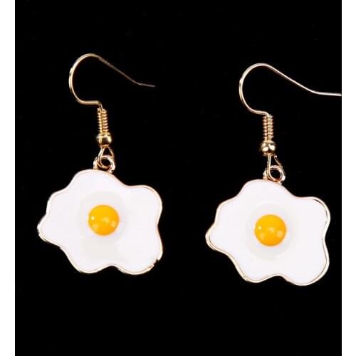 2021 Lovely Cute Sweet Cartoon Enamel Glaze Food Omelette Purse Egg Drop Earrings Women Funny Fashion Acrylic Jewelry Accessory