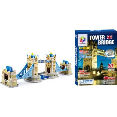 33pcs 3D Puzzles Tower bridge building Mode Toys Brain Teaser Learning Educational Games Children Jigsaw Toys for Christmas Gift