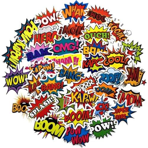 50Pcs Popular English Alphabet Buzzword Sticker For Scrapbook Diary Suitcase Refrigerator DIY Hand Made Toy Graffiti Sticker