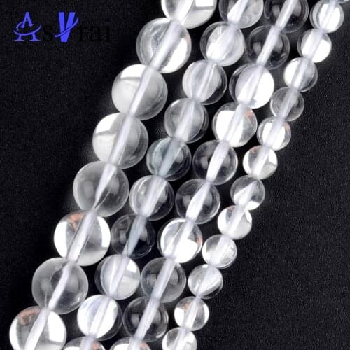 White Moonstone Natural Stone Smooth Stone Round Beads Spacer Loose Beads For Jewelry Making 6/8/10/12mm Diy Bracelets 15"
