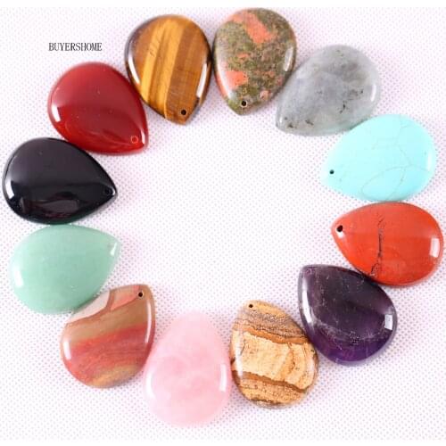 Free Shipping Natural Stone Water Drop Howlite Carnelian Pink Rhodonite Crystal Onyx Opal Labradorite Unakite Pendant 1Pcs