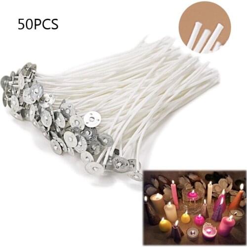50Pcs/Set Smokeless Wax Core Cotton Candle Wicks Soy Wax Core DIY Candle Making Birthday Christmas Candle For Party Supplies