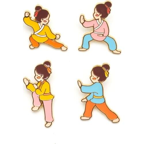 HOSENG Cartoon Mulan Brooch Alloy Enamel Metal Jewelry Martial Arts Doll Luxury Pin HS_23435