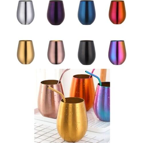 1 Piece 500ml Stainless Steel Beer Wine Mugs Large Wine Glasses Cocktail Cups Metal Egg Shaped Drinking Mugs Coffee Cups 85LA