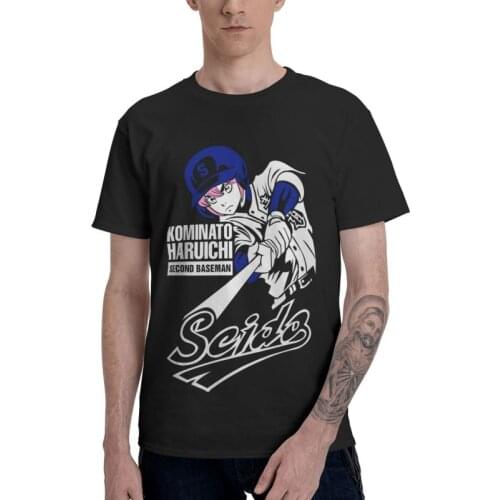 Haruichi Kominato Tshirts Men Unique Tee Tops 100% Cotton T Shirts Short Sleeve Japanese Anime Manga Diamond No Ace T-shirt