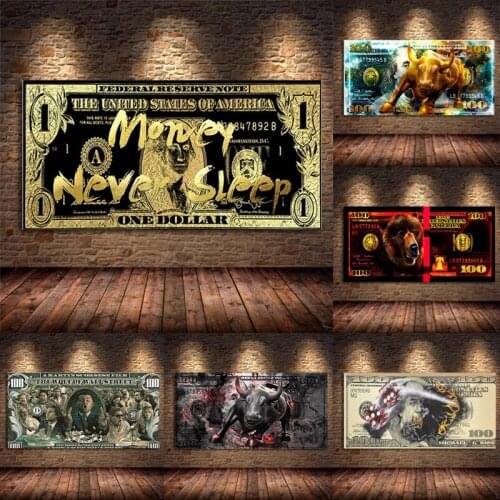 Graffiti Creativity Art Dollar Bill Money Canvas Paintings Prints and Posters Wall Pictures Artwork Living Room Home Decoration