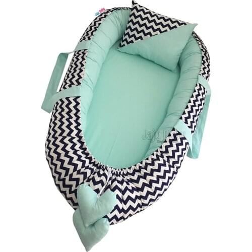 Jaju Baby nest Navy Blue Zigzag Orthopedic Luxury BabyNest Baby Bedding 100x60cm