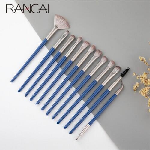 RANCAI 12PCS Eyeshadow Makeup Brushes Blending Eyebrow Brush Eyeliner brush Wool Hair Small Fan Brush Cosmetic Tool
