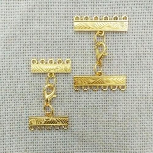 Necklace clasp multilayers 5 holes beads spacers strands rows lobster swivel metal chains jump rings hooks kolye lariat jewelry