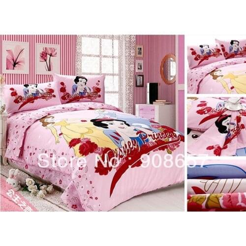 100% cotton kids bedding set twin sizes princess decoration pink girls bedspreads for queen king bed linens 3/4 pcs duver cover